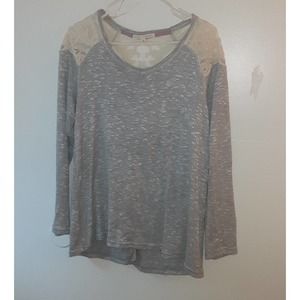 Hint of Mint Lace Panel Sweater sz XL Romantic Marbled